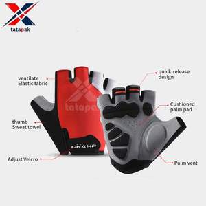 Guantes de fitness de medio dedo Material de poliéster Absorbe la humedad Transpirable Correa de muñeca ajustable Tirar de Deportes de levantamiento de pesas - Product Image 5
