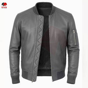 แจ็คเก็ตหนังผู้ชายคุณภาพสูง แบรนด์สั่งทำ สีพื้น สไตล์ทันสมัย รับผลิตแบบ OEM ODM - Product Image 2