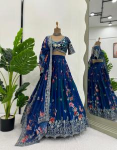 Vêtements de mariage de créateur Lehenga Choli avec fil et séquence - Product Image 1