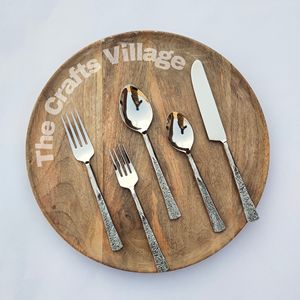 Juego de cubiertos de metal bronce con mango de diseño de anillo para una mesa de comedor de cocina tradicional rústica, ideal para uso diario y fiestas. - Product Image 2