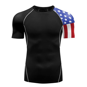 Camisas Rash Guard para hombre más vendidas, protección solar UPF 50 +, manga corta, BJJ, entrenamiento, natación, camisa de compresión - Product Image 2