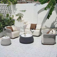 Ensemble de canapé en rotin tressé plastique, une place, vente en gros, best-seller, mobilier d'extérieur, jardin, patio, imperméable, écologique, usage hôtelier