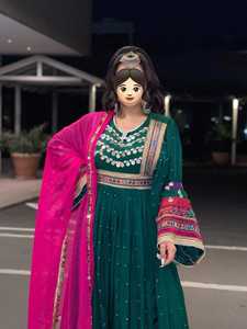 Afghan Kuchi hecho a mano étnico Tribal tradicional bordado mujeres vestido afgano tamaño largo en multicolor OEM ODM mantenido - Product Image 5