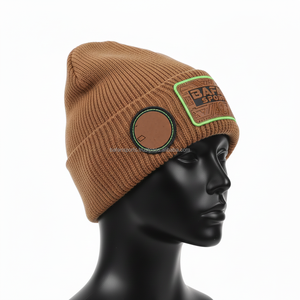 Women Winter <b>Beanie</b> Hat Premium GSM Stretch Knitted Fabric Brown Custom Logo Patch Stylish <b>Streetwear</b> Design jacquard <b>Beanie</b> Cap - Product Image 5
