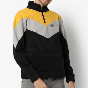 Marque privée 100% coton vêtements de jogging pour hommes ensemble de hauts personnalisés à demi-fermeture éclair avec logo motif solide pour l'hiver - Product Image 1