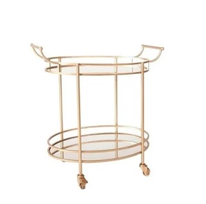 Carrito de servicio de acero inoxidable con diseño de círculo con acabado dorado Carrito de servicio decorativo para hotel en casa a precio al por mayor - Product Image 1