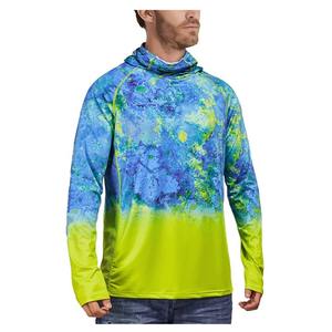 Custom UPF 50 Long Sleeve Fishing <b>Wear</b> Hooded Fishing Shirts for Men UV Protection Quick Dry Masked Fishing Hoodie - Product Image 1