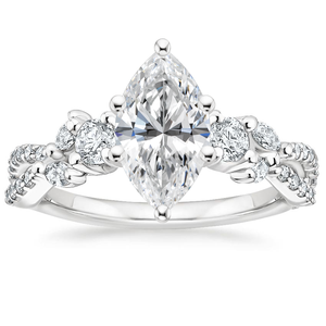 Juego de anillos de diamantes de moissanita clásica, banda de vid intrincada, detalle de hoja de cuentas, anillos de boda de compromiso finos de plata 925 para fiestas - Product Image 4