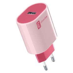 Cargador USB Tipo-A de 12W STYLECOLOR, Color Rosa, Cable Adaptador de Carga ACHUSBSMART12WP - Product Image 1