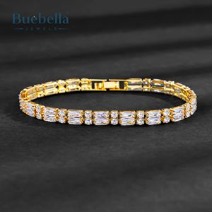 8mm 18K <b>White</b> <b>Gold</b> 925 Sterling Silver VVS Moissanite Diamond Iced Baguette & Round Cut Double Row Tennis <b>Bracelet</b> - Product Image 4