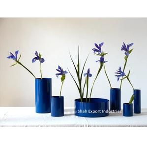 Florero de Metal para decoración de hogar y sala de estar en forma de barco, jarrón Floral de lujo decorativo de mesa con acabado azul - Product Image 2