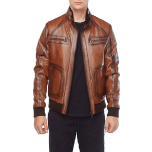 Chaqueta de cuero talla grande precio al por mayor cremallera para hombre servicio OEM mejores precios uso al aire libre chaqueta de cuero para hombre - Product Image 5