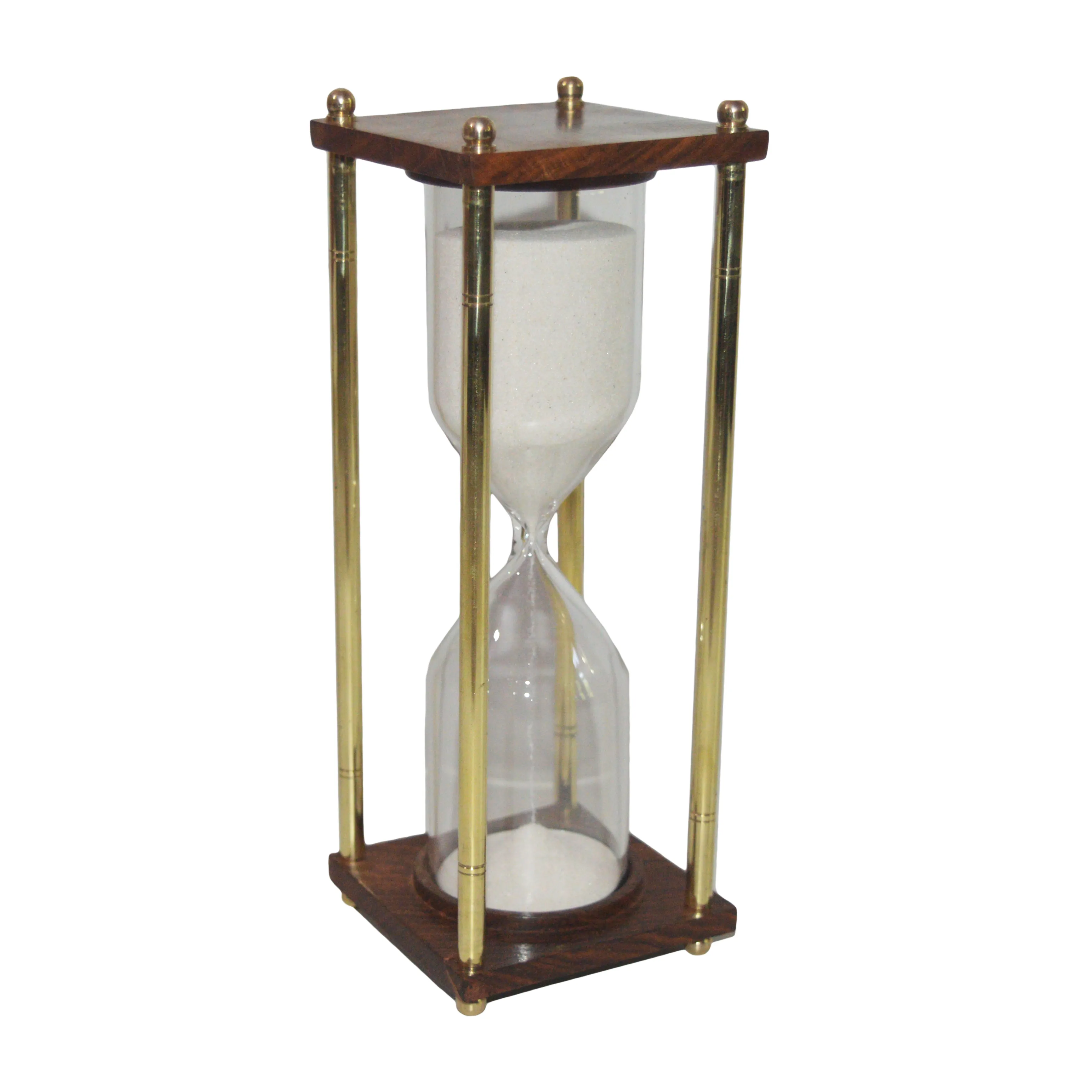 Fancy Design Sand Timer Metal Uso De Acabamento De Vidro De Madeira No Escritório Decoração De Mesa Design Decorativo Melhor qualidade