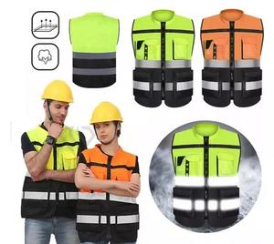 High Visibility Breathable <b>Reflective</b> Safety <b>Vest</b> with Pockets and LED Flash Customizable Logo Comfortable Workwear - Product Image 6