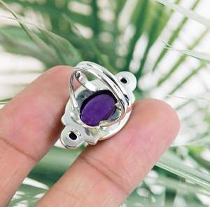 925 Sterling Silver Classic <b>Statement</b> <b>Ring</b> Women Natural Oval Cut Amethyst Gemstone Bezel Setting Wedding Anniversary New Design - Product Image 3