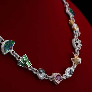 สร้อยเงินแท้ 925 ดีไซน์พิเศษ ประดับเพชรโมอิสซาไนต์สวยงาม ชุบทองคำขาวและโรสโกลด์ ได้รับการรับรองจาก GIA สไตล์ฮิปฮอป - Product Image 5