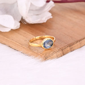 925สเตอร์ลิงเงินแท้พลอย kyanite ธรรมชาติแหวนชุบทองสีเหลืองปรับแหวนเครื่องประดับแหวนของขวัญครบรอบ - Product Image 2