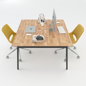 โต๊ะทำงานแบบคลัสเตอร์ Aton Concept HBAT013 รุ่นมินิมอล ขนาด 120x120 ซม. ลายไม้เมลามีน ขาเหล็ก ต้องประกอบเอง เฟอร์นิเจอร์สำนักงาน - Product Image 2