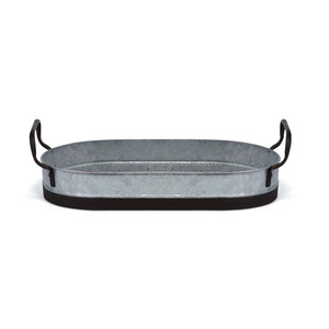 Ensemble de 2 plateaux de service ronds en aluminium galvanisé, écologiques, style bohème, vaisselle durable - Product Image 5