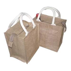 Sac d'épicerie en toile de jute laminée Sac fourre-tout en jute réutilisable et pliable avec logo imprimé sur mesure - Product Image 3