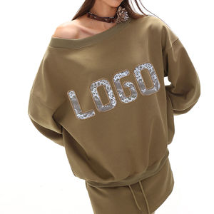 ODM Service Summer Breathable Plus Size Women's Hoodies Casual Sweatshirts Plain Oversized <b>Crewneck</b> Long Sleeve Winter Fleece - Product Image 4