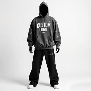 Vente en gros sur mesure 450 gsm Survêtements à base vierge pour l'hiver Ensemble de sweat à capuche ample en coton éponge français - Product Image 3