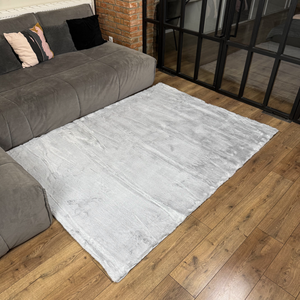 Tapis en fausse fourrure gris tweed, doux et moelleux, antidérapant, décoratif, 60x120 cm - Product Image 4