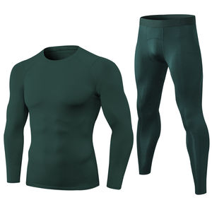 Nouveaux ensembles de t-shirts de compression tendance pour hommes, sous-vêtements de protection contre les éruptions cutanées personnalisés, 100% polyester, vêtements de compression ajustés pour la salle de sport, la remise en forme et la course à pied - Product Image 3