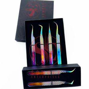 Somofy Enterprises Pince à cils professionnelle en diamant à 45 degrés avec logo personnalisé Acier inoxydable durable multi-volume en forme de L - Product Image 3