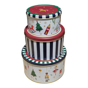 The Enchanted Christmas Collection Metal 3 Pcs Cylinder Storage <b>Canister</b> <b>Set</b> - Product Image 1