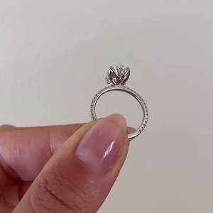 IGI Certified White Gold Engagement <b>Ring</b> with Oval <b>Diamond</b> & Pave Band <b>Diamond</b> <b>Rings</b> - Product Image 2