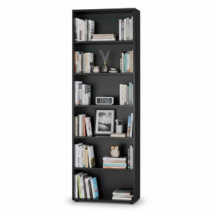 Étagère à 6 niveaux en bois de caoutchouc 60x25x180cm KS68239, organisateur de bureau polyvalent - Product Image 1