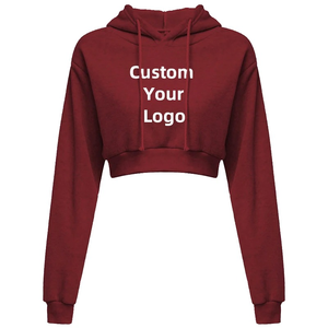 Haut court à épaules tombantes, personnalisez votre logo, sweat-shirt à capuche décontracté à manches courtes pour femme, imprimé sexy, uni, 100% coton - Product Image 1
