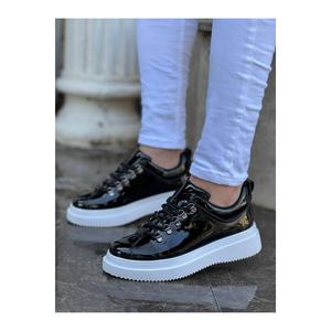 Zapatos Casuales Hombre Kb X4 Charol Negro con Suela Alta con Cordones Estilo Caminar - Product Image 3