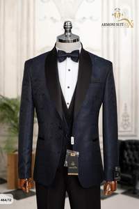 Traje de novio de aspecto afilado % 80 lana % 20 poliéster ajustado para ceremonia de boda - Product Image 2