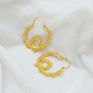 Pendientes de Aro con Diseño Tribal, Joyería Boho de Latón para Mujer, Chapados en Oro de 18k, Diseño Étnico, Venta al Por Mayor - Product Image 5