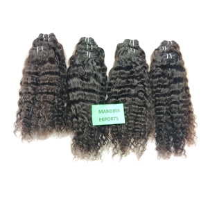Vente en gros d'extensions de cheveux humains indiens bouclés non transformés de meilleure qualité 100% paquets vierges bruts de couleur noire - Product Image 3