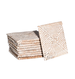 ที่รองแก้วทรงสี่เหลี่ยมเครื่องครัวทำด้วยมือของโรงแรมร้านอาหารถาดรองแก้วหวายธรรมชาติตกแต่งโต๊ะและอุปกรณ์เสริมที่รองแก้วหวาย - Product Image 1