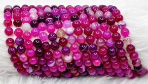 Premium Natural Healing Banded AgatePink 8mm <b>Stone</b> Beads Round for Meditation Fashion Jewelry - Product Image 2