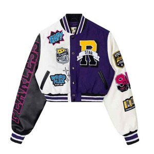 Chaquetas universitarias Letterman de manga larga con logotipo personalizado de cuero bordado de alta calidad de fabricante para hombre, chaquetas universitarias - Product Image 6