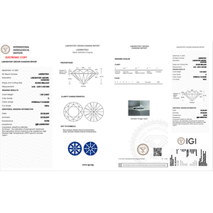 1.05 Carat D Color if Clarity Round Brilliant Cut Lab Grown Diamond 14K <b>Solid</b> Gold IGI Certified Rhodium Plated for Engagement - Product Image 3