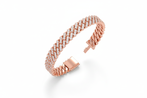 Bracelet élégant pour femme en diamant à maillons cubains surélevés |   Diamant taille brillant 2,45 carats - Product Image 4