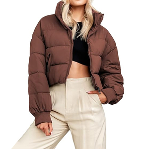 Custom logo Cropped Down <b>Coat</b> Oem Outerwear Winter Women <b>Bubble</b> <b>Coats</b> Customized Lightweight Short Puffer Jacket Woman's - Product Image 2