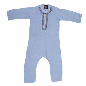 Costume Shalwar brodé pour garçons - Bleu - Product Image 1
