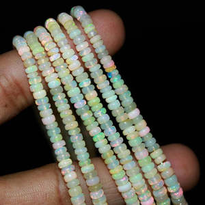 Perle Rondelle Lisse en Opale Bleue d'Éthiopie 100% Naturelle, Verre Cristallin de Haute Qualité pour Bijoux en Perles de Lampwork - Product Image 4