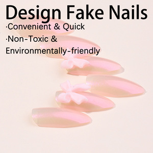 Faux ongles carrés en ABS, kit de manucure à presser avec colle et lime à ongles, ongles artificiels pour les doigts - Product Image 2