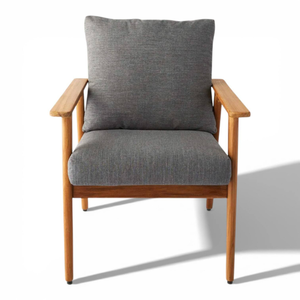 Fauteuil de jardin minimaliste en teck, chaise d'extérieur rembourrée avec coussin moelleux, siège de salon de patio - Product Image 1