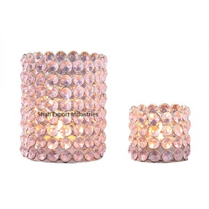 Centros de mesa de boda de lujo, soporte votivo de cristal rojo, forma redonda para bodas, eventos, fiestas, decoraciones de mesa - Product Image 3