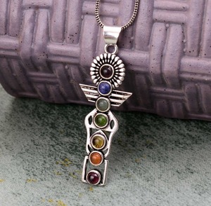 925 Sterling Silver Spinner Multi Stone Pendentif Boho Style Cadeau Parfait Haute Qualité Gemstone Rainbow Designer Cadeau De Mariage - Product Image 2