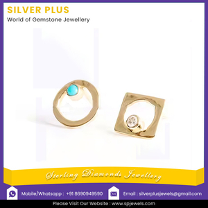 Sólido 18k oro piedra nuevo diseño pendientes esta pendientes disponibles en todo el oro rosa/amarillo/Blanco/ - Product Image 2